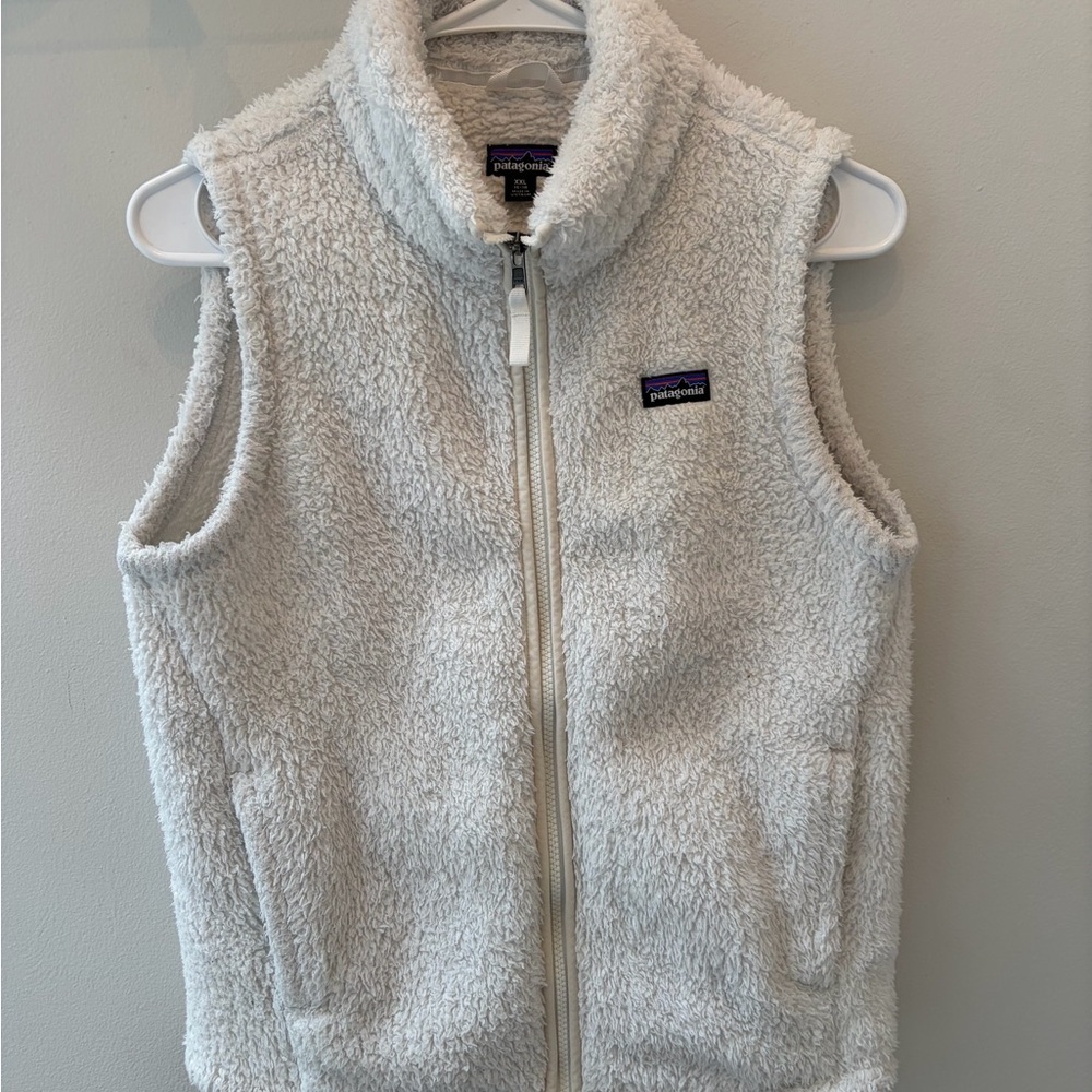 Patagonia Cream white Sherpa Vest girls XXL 16/18 preppy winter
